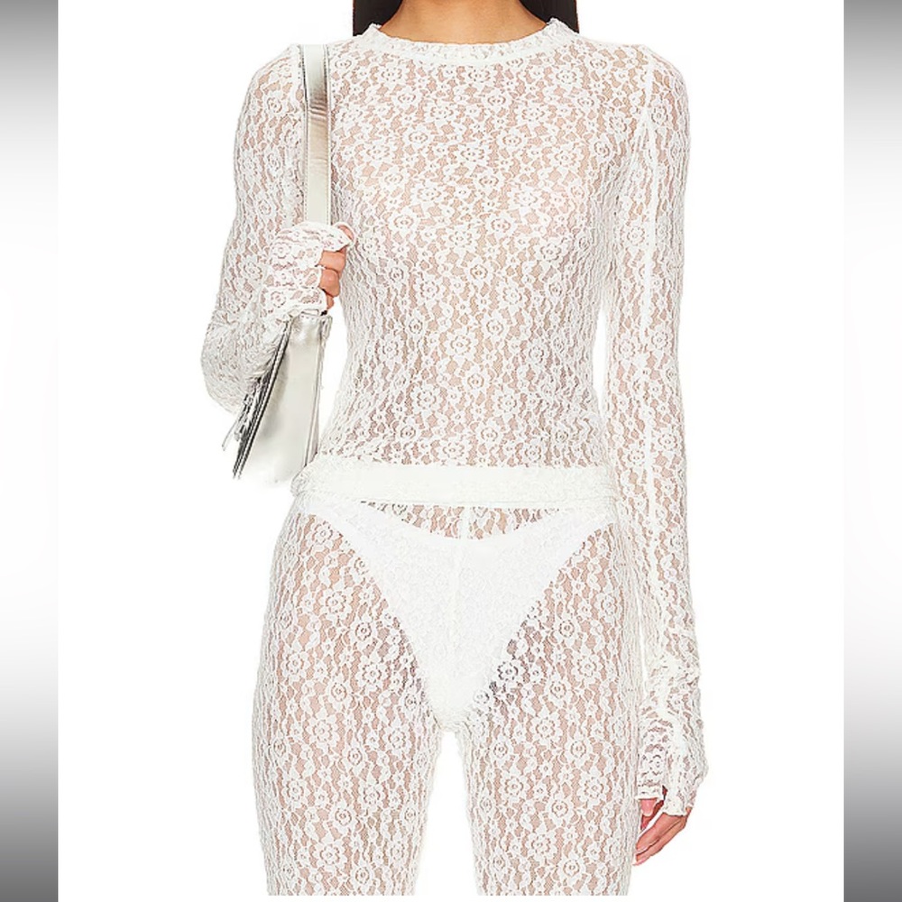 EB Denim White Lace Top